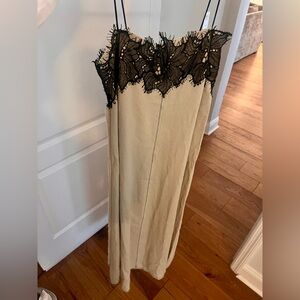 Zara Cream and Black Lace Detail Dress